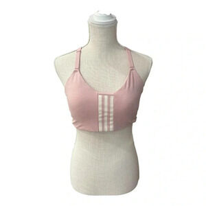 adidas Pink White Stripes Aeroready Sports Bra Removable Pads Women’s Size XL